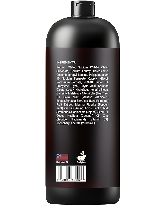 SOULSPA PURE Biotin Shampoo with Keratin - Advanced Anti-Thinning, Hair Growth & Repair Formula - Soothes Scalp, with Tea Tree Oil & DHT Blockers - Strong, Healthy Hair for Men & Women - 16 fl oz