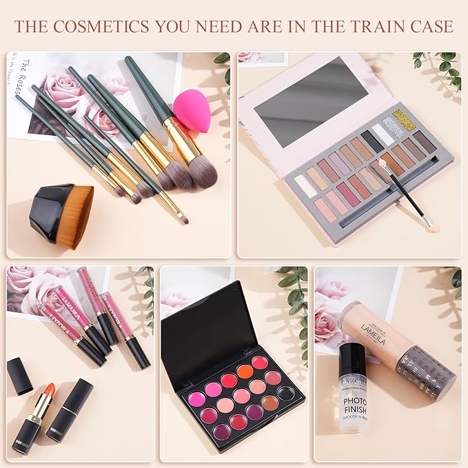 Makeup Kit Full Multi-Purpose Beauty Set Festive Gift Box - Highly Pigmented Palette Combination Lips Facial Brows Eye Brush for Essential Starter - Full Makeup Kit for Women