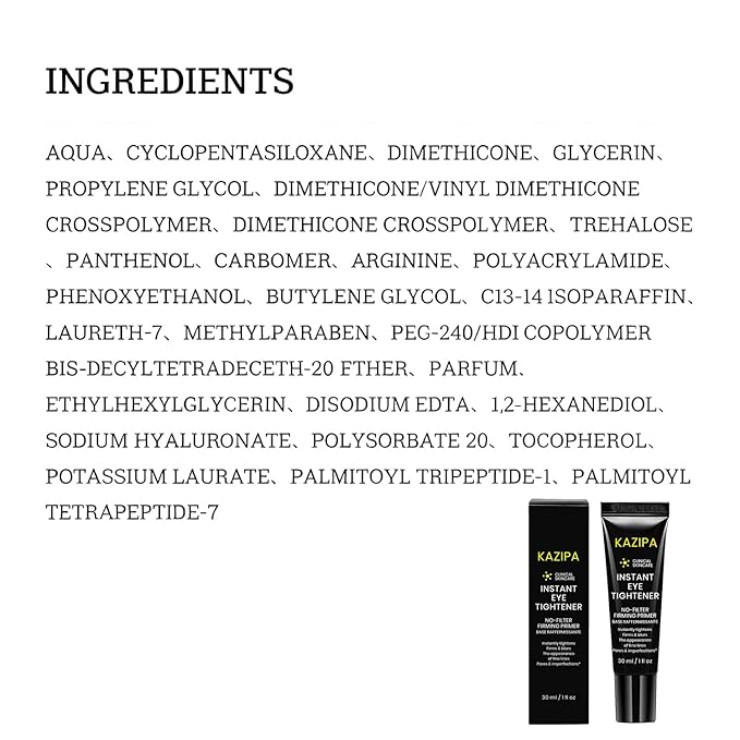 KAZIPA Instant Eye Tightener Cream, Temporary Under Eye Firming & Lifting Cream Anti Aging For Dark Circles,Wrinkles, Fine Lines, Undereye Bags Treatment And Puffiness Removal,1 Fl Oz
