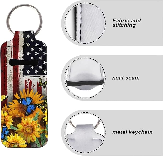 Yellow Sunflower Print American Flag Lip