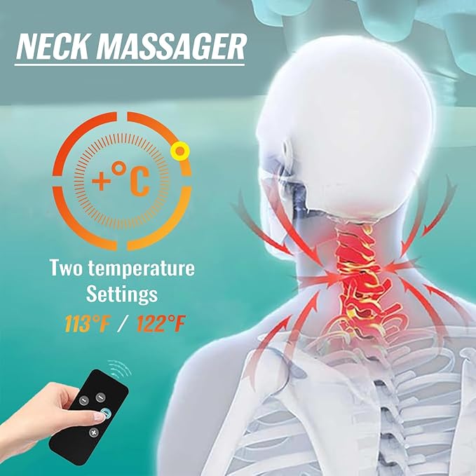 2026 New Neck Massager for Pain Relief and Muscle Relaxation, Portable Neck and Shoulder Relaxer, Electric Pillows with Heat, 26° Angle Cervical Traction Device at Home & Office