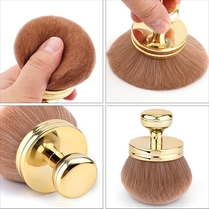 Large Self Tanning Brush, Oval Body Makeup Tan Brush with Wide Brush Head Self Tanner Brush Applicator Sunscreen Brush for Makeup Legs Arms Face Body (Gold)