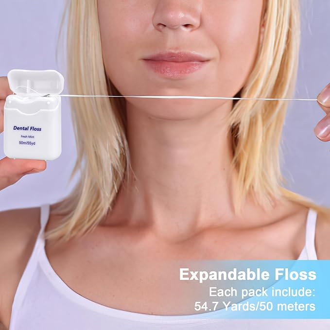 100 Pack Dental Floss Bulk Mint Flavored Floss Travel Oral Care Dental Floss for Adults Teeth and Gum Protection, Each 164 ft/ 50 Meters(White)