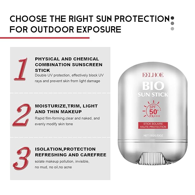 Bio Sun Stick SPF50+,Peptide 9 Bio Sun Stick Spf50,with Peptide Complex,Strong UV Protection,Skin-Friendly | Water & Sweat Resistant | Non-Greasy Sun Protection for Easy Application,15g/0.53oz(2pcs)