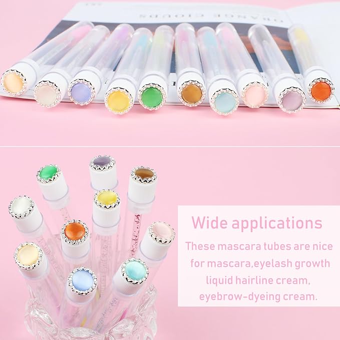 20pcs Mascara Wands Tube Reusable Lash Spoolies Pearl Silver Tube Eyelash Brush Tubes Spoolies Lash Extension Brushes Applicators Makeup Tools (CatE-Silver-MlX)
