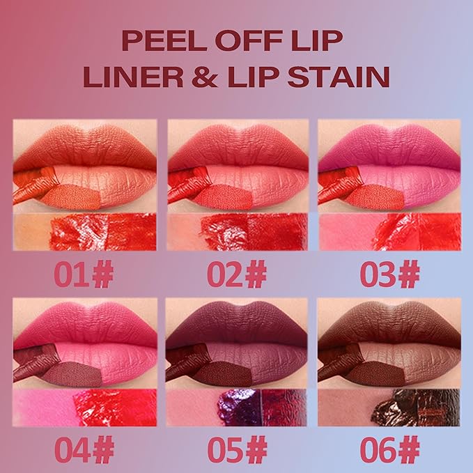 Wonder Blading Lip Stain Peel Off Masque, 6 Colors Tattoo Peel Off Mask, Matte Finish Peel Off Lip Stain, Waterproof & Transfer Proof Nude Lip Tint, Lip Tatoo Peel Lip Tint, 04# Rose Red
