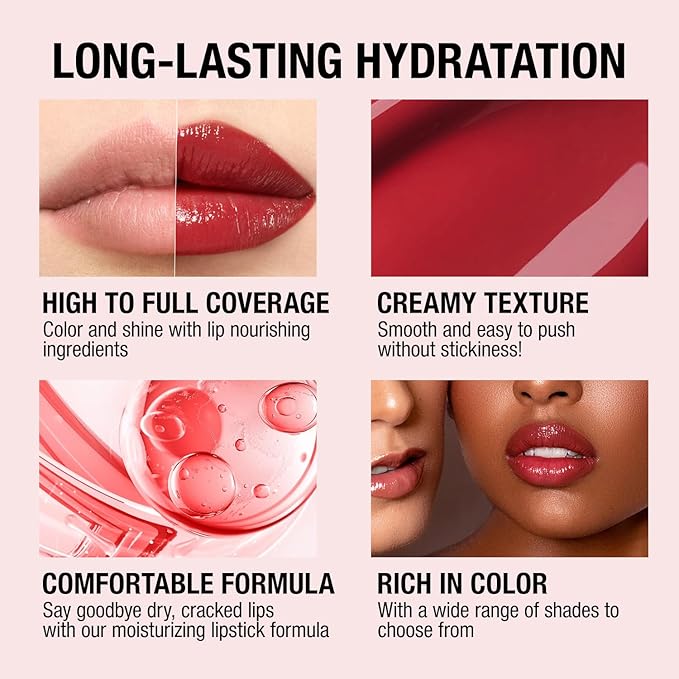 Jolilab 6 Colors Cream Texture Lip Gloss Set - Highly Pigmented, Long - Lasting, Moisturizing Makeup for Women(SetB 6Color)