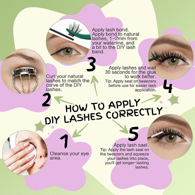 KEYYOU LASH clusters 144Pcs D Curl Angel Eyelash Extension Thick Wispy Natural Band Lash with Waterproof DIY Lash Extension at Home(Angel A03-D-8-18MIX)