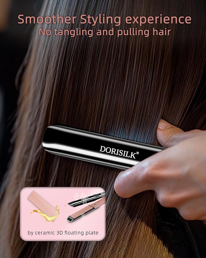 DORISILK 500 Degree High Temp Professional Hair Straightener,30s Fast Heating Ceramic Flat Iron ,2 in 1 Hair Straightener and Curler,Plasma Flat Iron Get Frizz-Free ,Dual Voltage for Travel Using