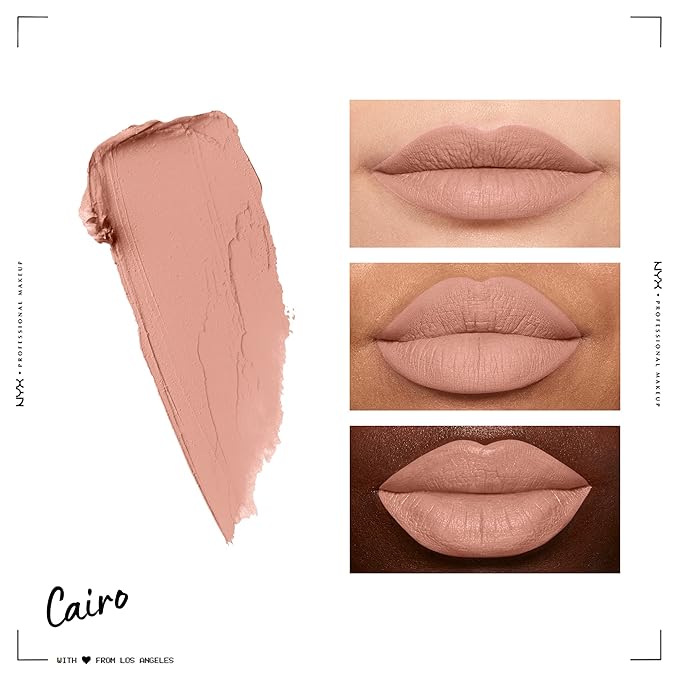NYX PROFESSIONAL MAKEUP Soft Matte Lip Cream, Lightweight Liquid Lipstick - Cairo (Matte Pure Nude) (Pack of 2)