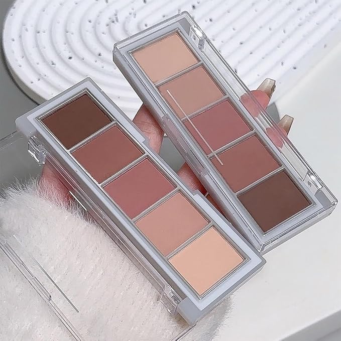 Mini 5-Color All Matte Rose Nude & Mauve Eyeshadow Palette, High Pigment Blendable Long-Lasting Neutral Pink Brown Eye Shadow Kit for Daily Natural Makeup, Office Looks & Mature Eyes 4