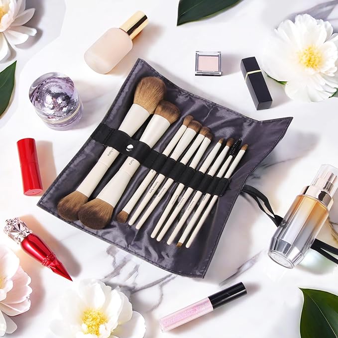 YutimeAura Makeup Brush Set 10pc, Dual-Ended Makeup Brushes For Bronzer, Contour, Eyeshadow, Blush, Concealer & Foundation Application