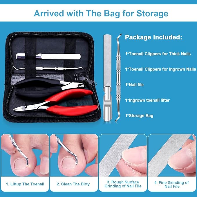 Toenail Clippers for Seniors Thick Toenails, Toe Nail Clippers Adult Long Handle for Men, Sharp Professional Heavy Duty Ingrown Toenail Tool