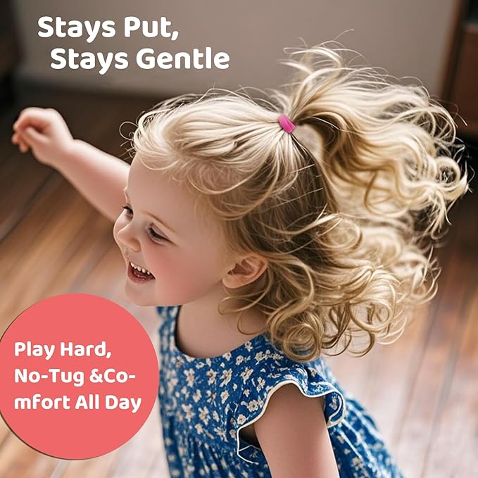 150PCS Hair Ties, IKOCO Cotton Small Hair Ties for Little Girls, Baby and Kids, Colorful Seamless Ponytail Holders