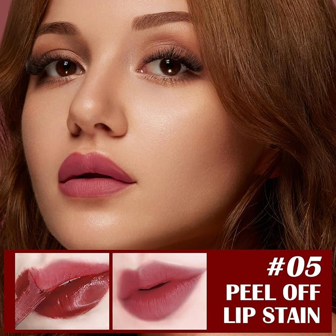 Peel Off Lip Liner Stain, Peel Off Lip Stain with Matte Finish, Peel Off Mask Tint, Waterproof, Long Lasting, Transfer Proof Red Lip Tint, Highly Pigmented Color