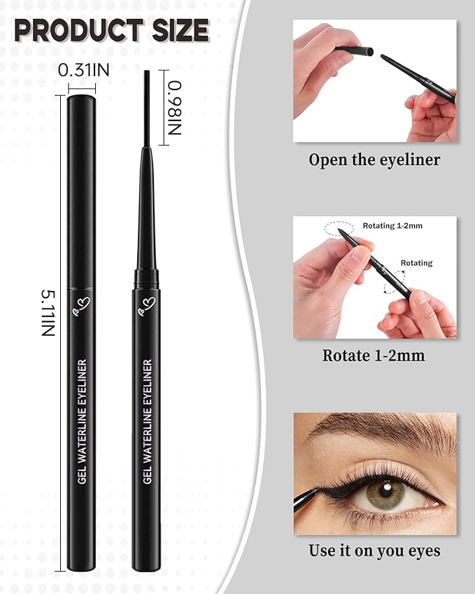 Burgundy Gel Waterline Eyeliner, Glides on Smooth Eyeliner Pencil, Matte Cream Soft Texture, Waterproof Smudge-Proof Long Wear Eye Liner Pen, High Pigment Colorful Eye Liner Makeup for Women-04(2Pcs)