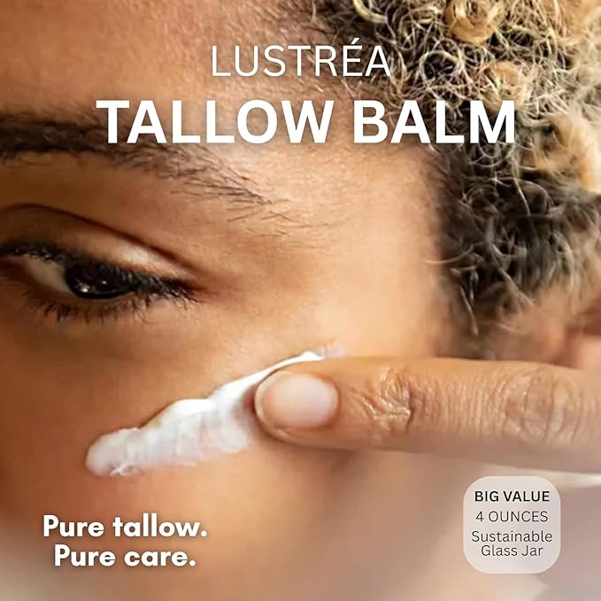 LUSTRÉA Whipped Tallow Cream for Face & Body 4oz | Grass Fed Beef Tallow Moisturizer | Face Cream for Dry Skin & Sensitive Skin | Beef Tallow Balm, Non-Greasy Daily Skincare (120 gram, Unscented)