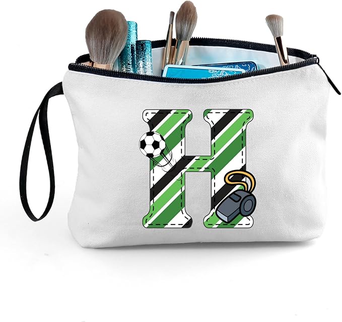 ARIOSEY Soccer Gifts Personalized Soccer Ball Cosmetic Bag for Purse Birthday Inspirational Gifts for Girls Women Team Coach Mom Stuff Travel Organizer-H