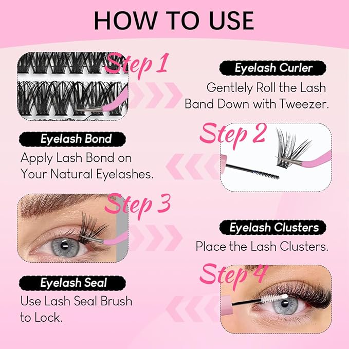 Natural Lash Clusters Kit Wispy Eyelash Clusters 120 pcs Cluster Eyelash Extensions C Curl Individual Lashes 10-16 mm Mix Length Natural Look (60D KIT 120 Pcs)