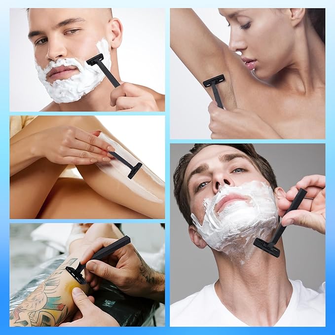 CXYARY 150 Pcs 3 Blade Disposable Razors With Clear Safety Cap, Shaving Razors Bulk for Men &Women, Stainless Steel Blade, Multipurpose Portable Shave Razor for Bathing Hotel Travel, Black