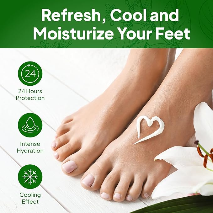Pumice Valley 2 Pack Foot Cream for Dry Cracked Feet and Heels - Natural Moisturizer, Corn, Calluses Treatment - Skin, Body Lotion, Panthenol, Tea Tree Oil, Menthol 1.7 Oz