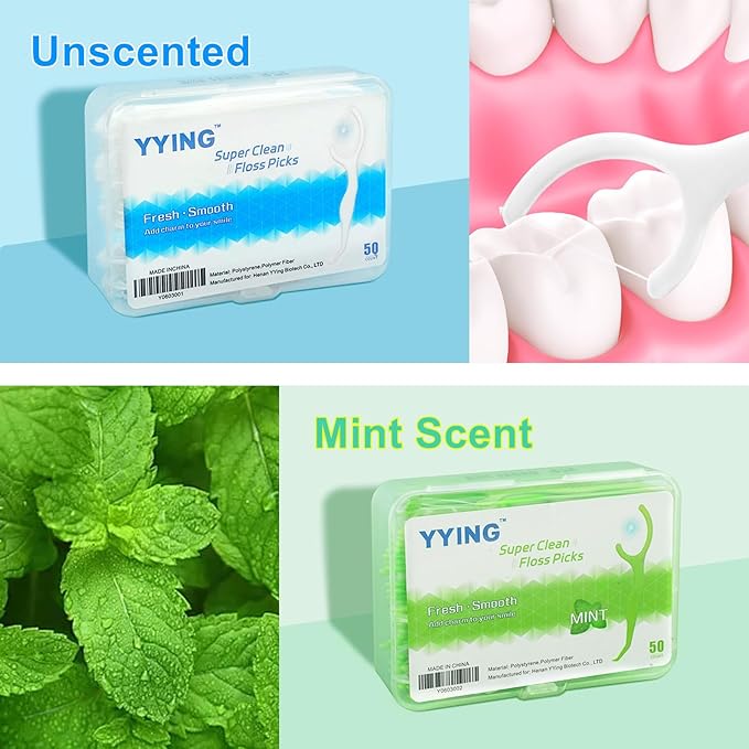 Dental Floss Picks 300 Count,Travel Floss Picks Extra Strong Flosser Professional Tooth Picks Flossers with Portable Case,Toothpicks Floss Sticks for Teeth Cleaning and Oral Care,Unscented