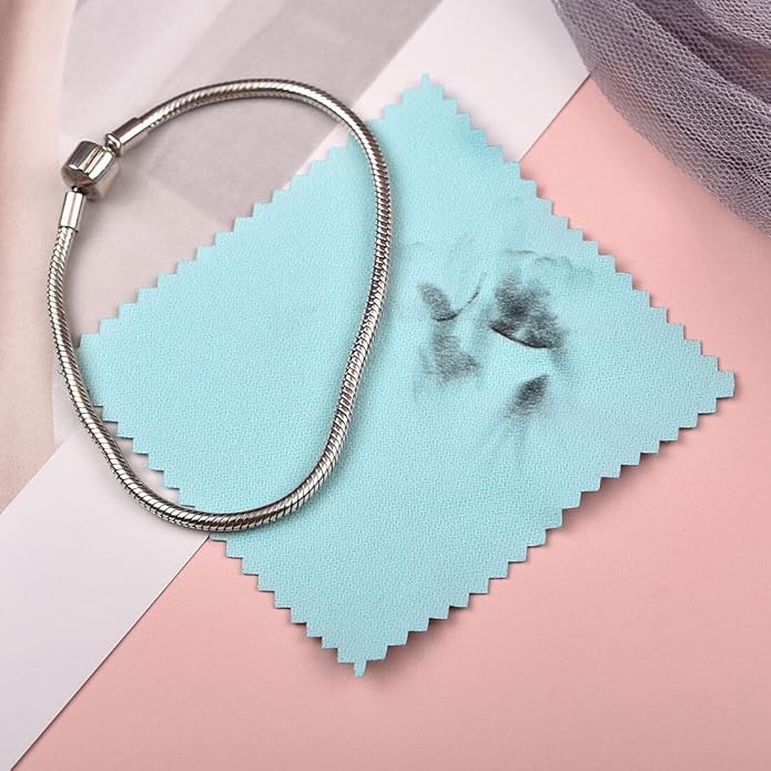SEVENWELL 50pcs Jewelry Cleaning Cloth Pink Polishing Cloth for Sterling Silver Gold Platinum Small Polish Cloth 8x8cm