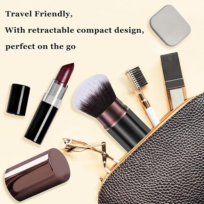 Keriloo Retractable Makeup Brush,Travel Powder Kabuki Makeup Brush Face Blush Brushes for Blending Liquid, Foundation, Blush, Bronzer, Buffing, Sunscreen,Flawless Cosmetics