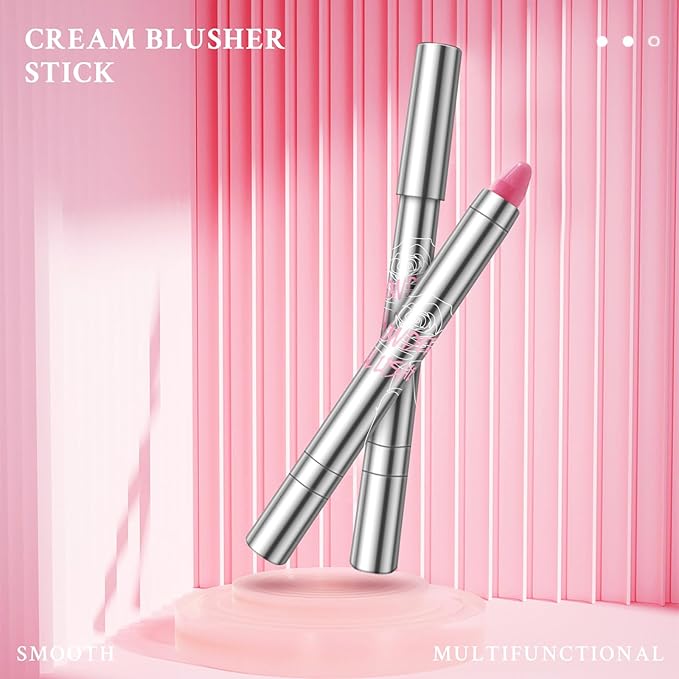 Cream Blush Stick for Cheeks, Cream to Powder Makeup (02#)