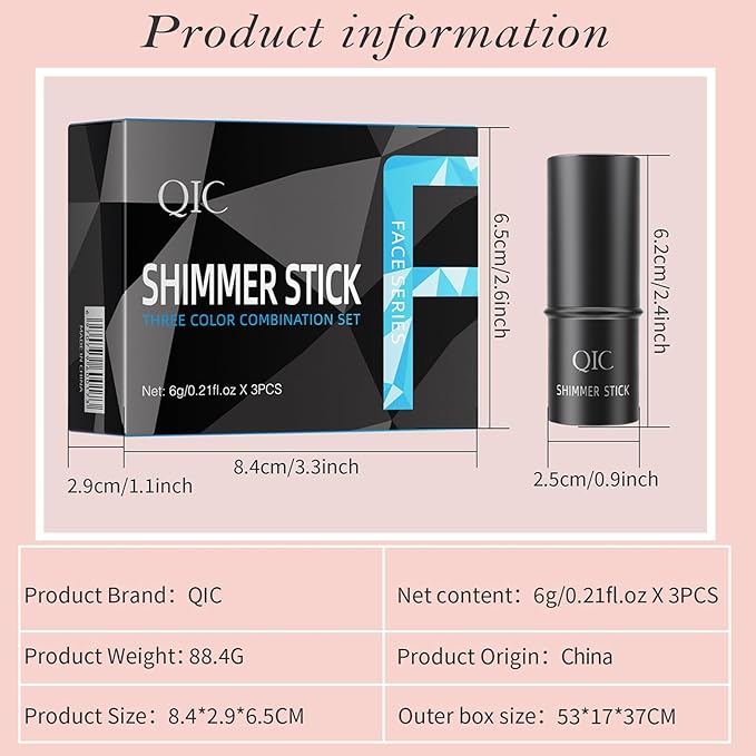 3 Pcs Contour Highlighter Stick Cream Blush for Set(Send brushes)