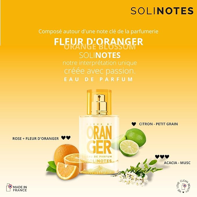 Solinotes Orange Blossom Perfume for Women & Men, 1.7 Fl Oz/ 50 ML Eau De Parfum, Delicate Floral and Soothing Scent with Premium Ingredients - Clean Perfume, Cruelty Free, Vegan, Made in France