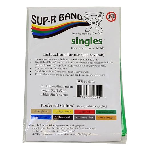 Cando 10-6303 Sup-R Latex Free Exercise Band 5' Singles, 2)