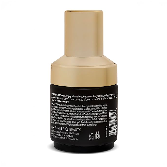 Infinite Beauty Eye Rescue Eye Serum – Caffeine & Tri-peptide – Reduces Puffiness & Dark Circles | Hydrates & Brightens Delicate Skin, Anti-Aging | Made in USA, 1 Fl Oz