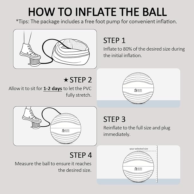 Gruper Yoga Ball, Multiple Sizes Non Slip Exercise Ball for Workout, Birthing, Balance, Stability, Pregnancy, 2200LB Capacity, Anti Burst Chair for Home and Office, Includes Quick Pump & Fitness Guide
