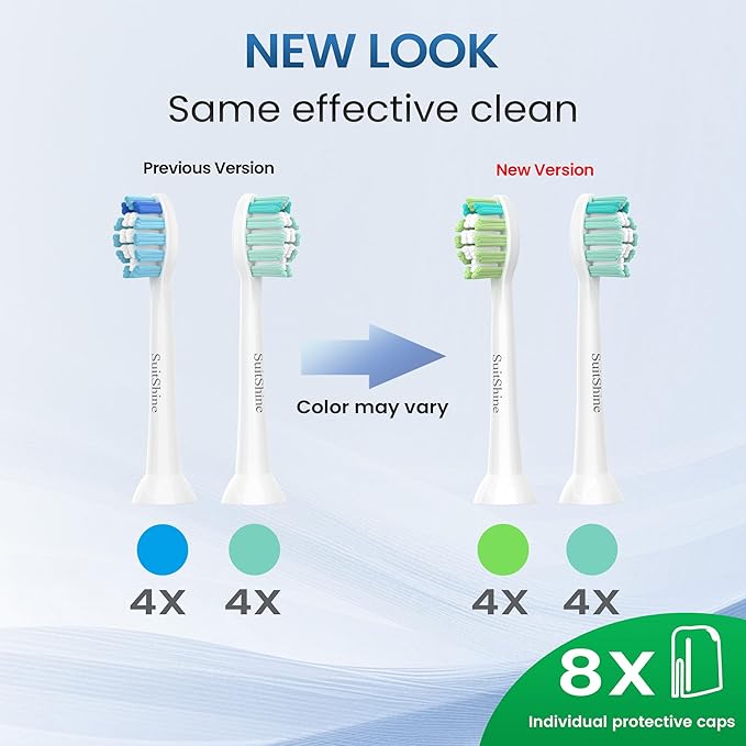 Replacement Toothbrush Heads Compatible with Philips Sonicare and More Click-on Handles 8 Pack White