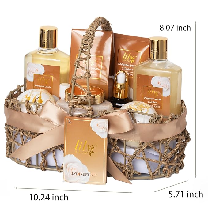 Valentines Day Gifts for Women - 10-Piece Honey Almond Bath and Body Gift Set for Women Spa Gift Basket Self Care Kit | Mothers Day, Birthday, Christmas Gifts, All Occasion Holiday Present