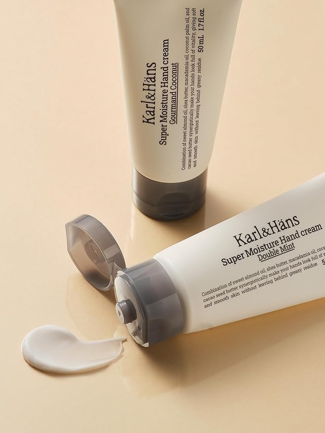 Karl&Hans Super Moisturizing Coconut Vegan Hand Cream - Gourmand Coconut Scent with Shea Butter, Coconut Oil - Organic Daily Hand lotion for Dry Cracked Hands - 1.7 fl oz