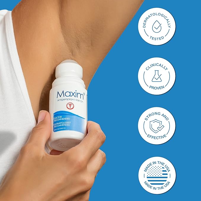 Maxim Clinical Strength Antiperspirant Deodorant for Women & Men, Anti-Sweat Deodorant, Prevent Sweat Armpits, Underarm Sweat Block Treatment, Protection to Keep Dry & Odor Free (4 Pack)