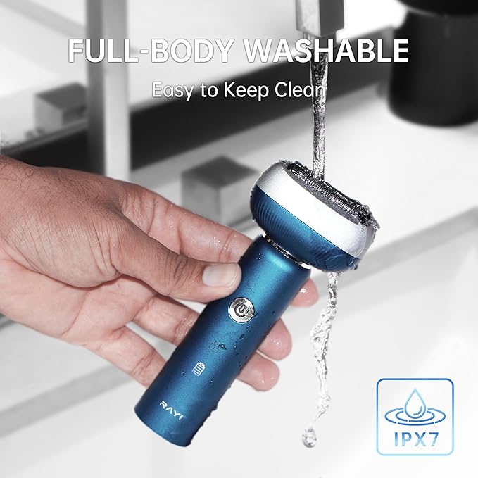 Electric Shaver for Men with Floating Arc 3-Blade, 9000 RPM, Magnetic Head, 1 Hour Fast Type-C Charging can Last for 60 Days, IPX7 Waterproof, Skin-Friendly Blade for Smooth Shaving, Navy