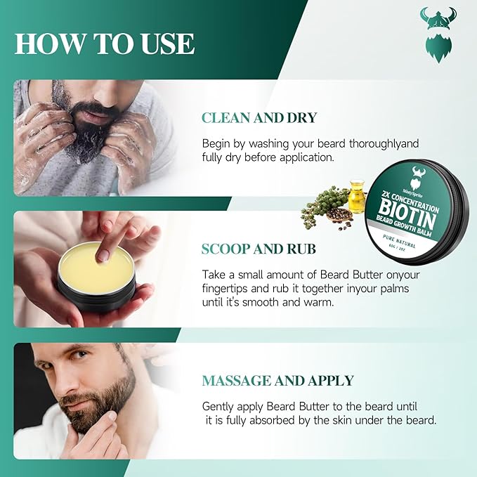 Beard Balm,2X Concentration Biotin Beard Balm for Men (2 oz) - Natural Mens Beard Oil with Castor Oil,Argan Oil, Jojoba Oil and Vitamin,Thickening for Beard,Beard Growth Softener (Cedarwood)