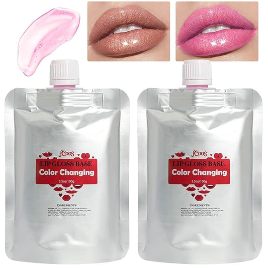 JCOOS Lip Gloss Base, Color Changing Lip Oil, Lipgloss Base, 2PCS 3.5 Ounce Lip Gloss Base Clear, Glossy, Moisturizing Lipstick for Women, Lip Glow Oil, Diy Lip Gloss Making Kit Make Your Own Beginner