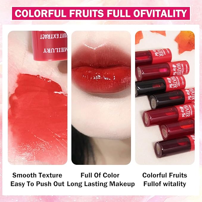 7 Colors Korean Lip Tint Stain Set Long-lasting Waterproof Velvet Lip Tint Moisturizing Lip Gloss Set,Multi-Use Lip and Cheek Tint for Women Daily Lip Makeup
