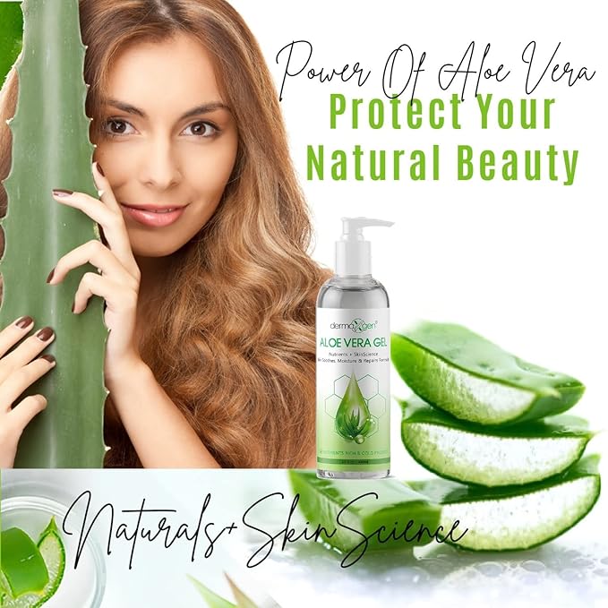 DERMAXGEN Aloe Vera Gel with Witch Hazel, Vitamin C, and Vitamin E - Skin Soothes, Moisture, and Repair Formula for Face and Body - Nutrient-Rich, Organic 100% Pure Aloe Vera - 12 FL OZ