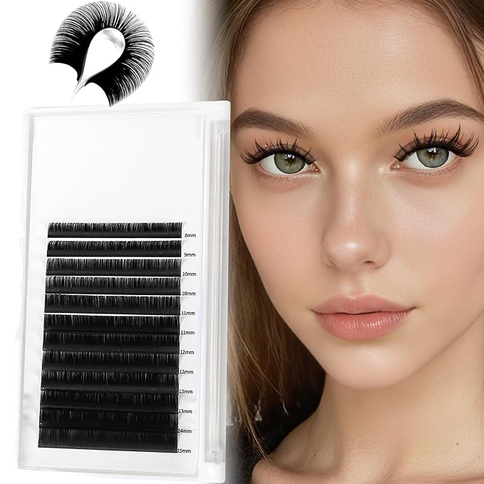 Classic lashes Fans Extensions D Curl Matte Black Automatic Blooming Lash Extension 0.03mm Volume Velvet Easy Fan Professional False EyeLash Extensions for Lash Artists 8-15mm Mixed
