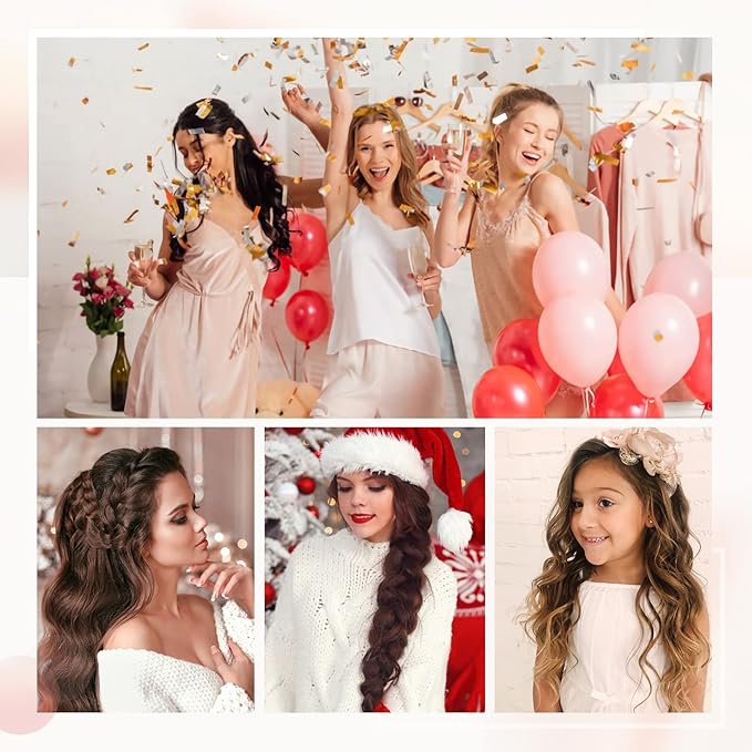 REECHO 20" 1-pack 3/4 Full Head Curly Wave Clips in on Synthetic Hair Extensions HE008 Hair pieces for Women 5 Clips 4.5 Oz Per Piece - Medium Blonde with Blonde Highlights