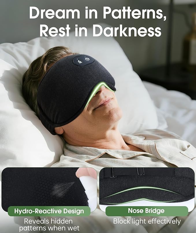 Detachable Heated Eye Mask, Cordless Eye Mask for Dry Eyes & Puffiness, Algae Fiber Ultra-Soft Nose Bridge Light-Block for Deeper Sleep – Graphene Layer Warm Compress & Cold Pack,Travel Essentials