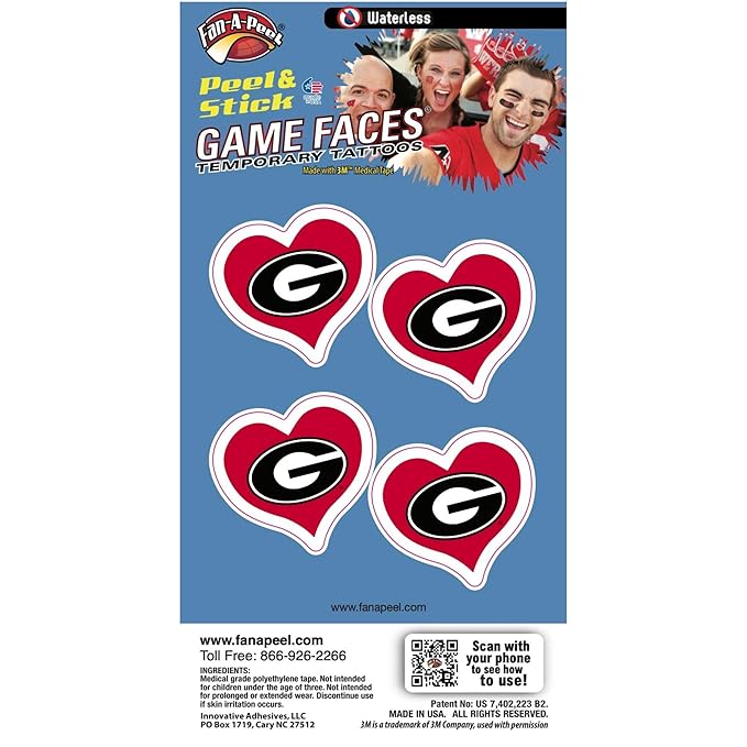 Ncaa Georgia Bulldogs 4-Pack I Love My U Tattoos