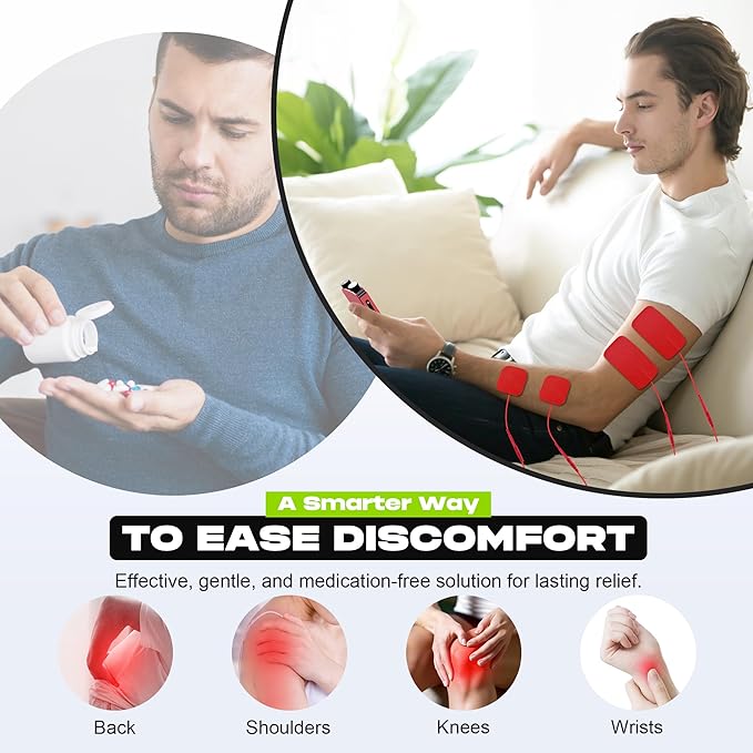 TENS Unit Muscle Stimulator with Color Display,Dual Channel TENS EMS Machine with Customizable Frequency&Pulse Width,36 Modes,20 Intensity Levels,Rechargeable Pain Relief Device–Red(Button Layout B)