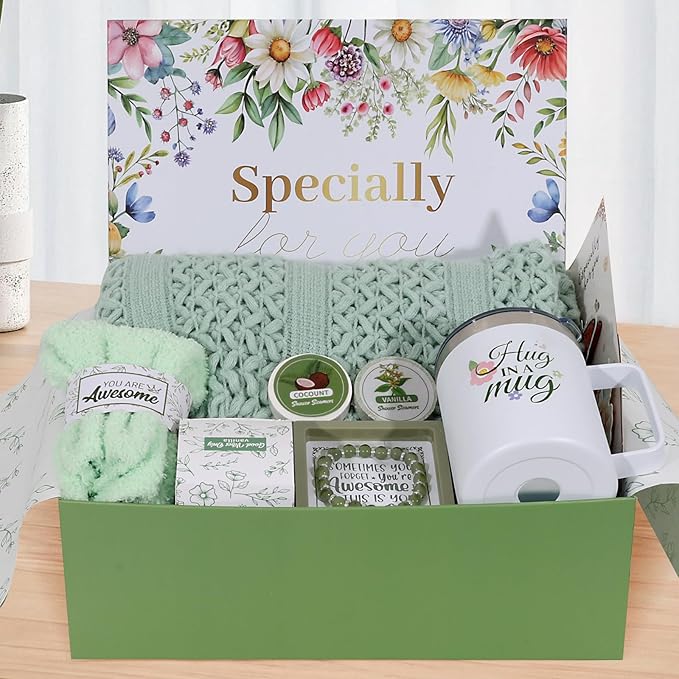 Valentines Day Gifts for Her - Spa & Self Care Gift Basket for Women, Wife, Girlfriend - Romantic Pampering Box for Relaxation, Birthday, Thinking of You
