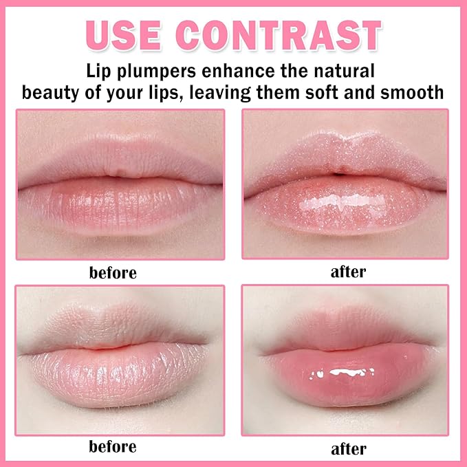Korean Clear Lip Oil Gloss for Women,Ultra-Hydrating Lip Glow Oil with Chili Extract,Nourishing Lip Oil Tinted,Lip Plumping Booster,Fuller Lips Instantly - 02 Baby Pink